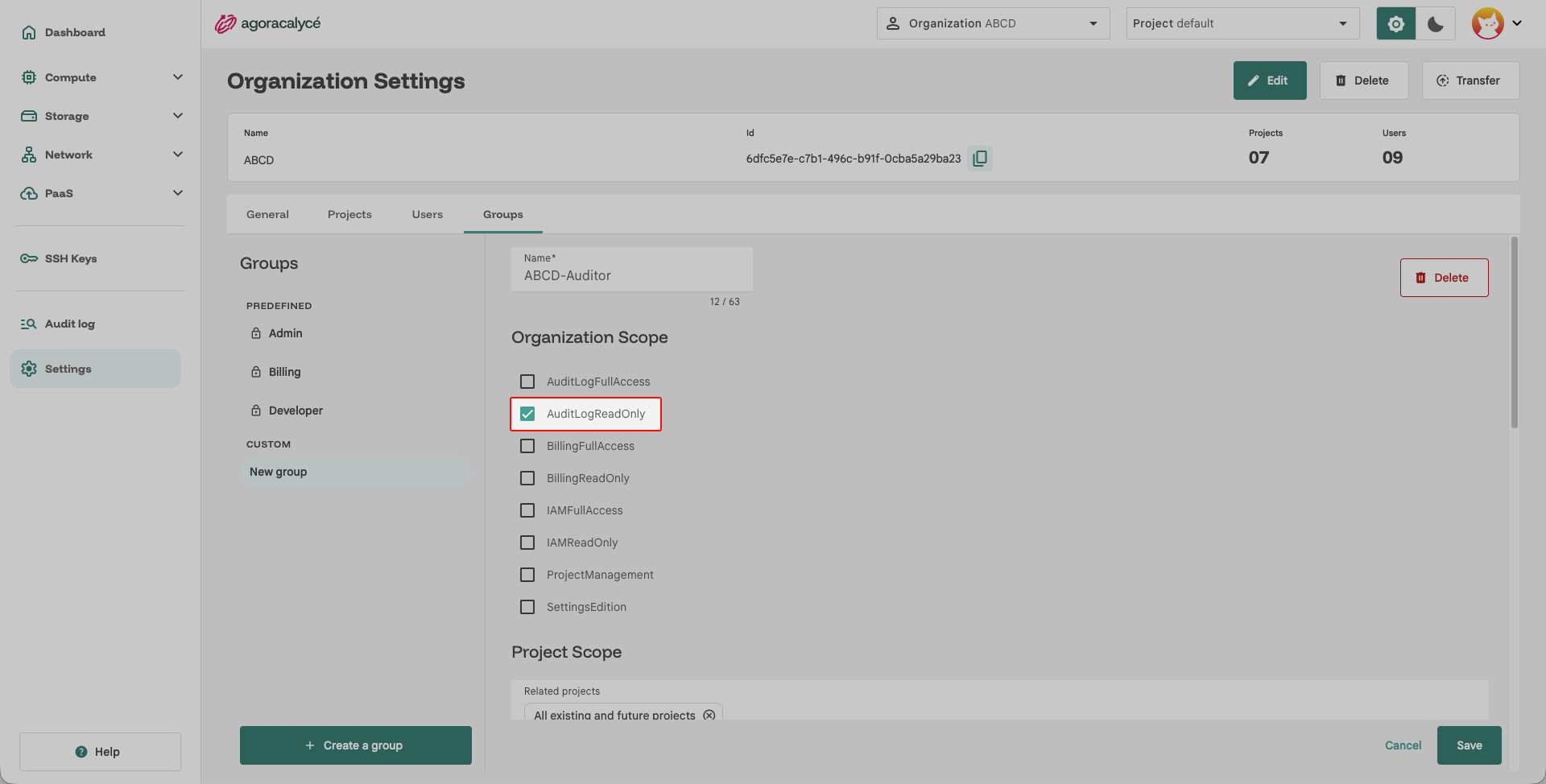 Permissions Audit log