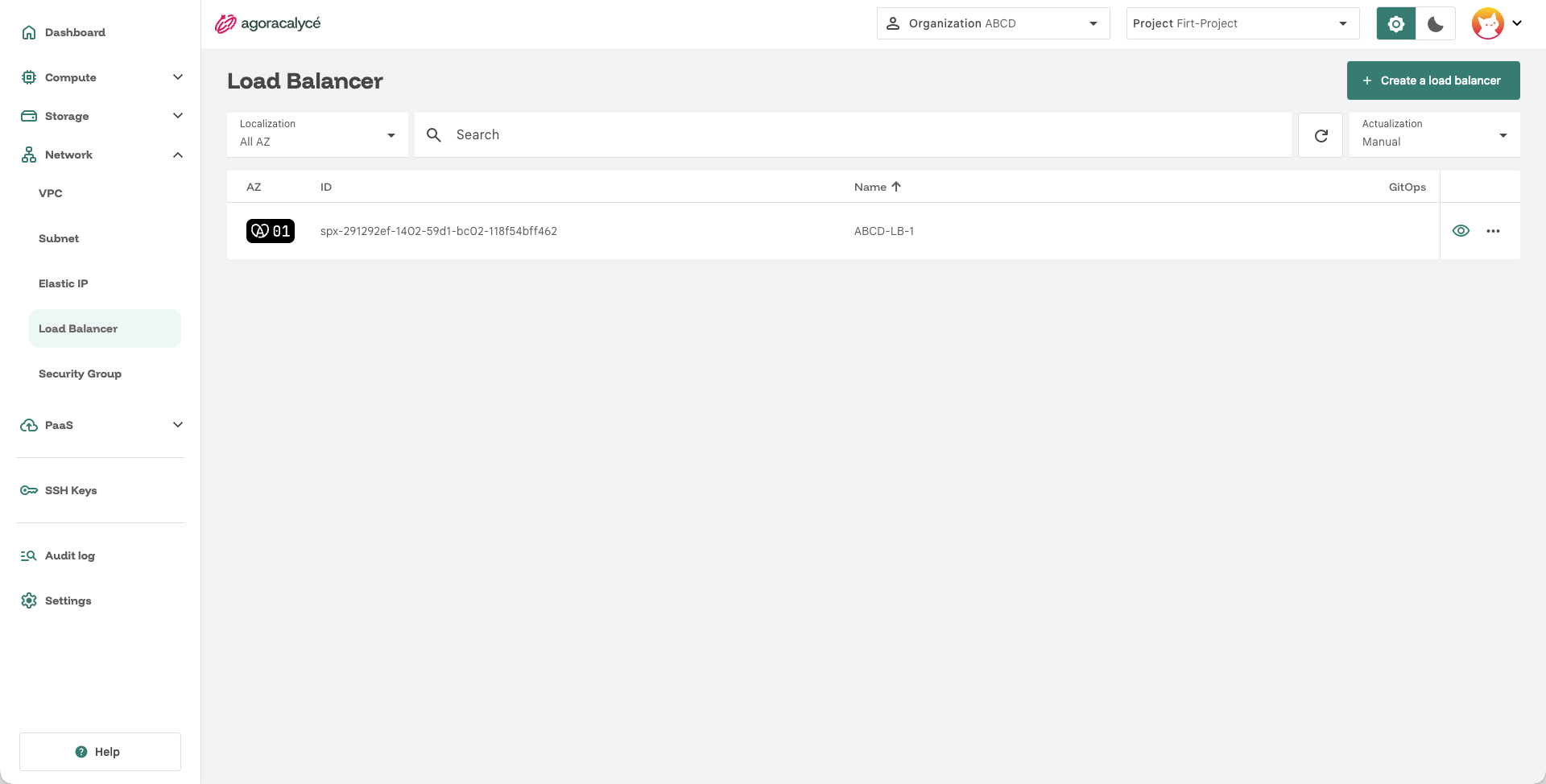 Liste des load balancers